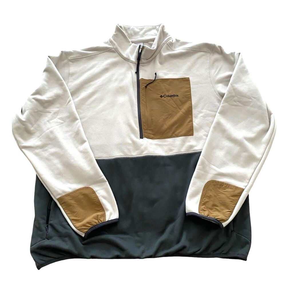 Columbia Men's Hike Half Zip II Fleece Pullover XXL Jacket Colorblock Gray Brown